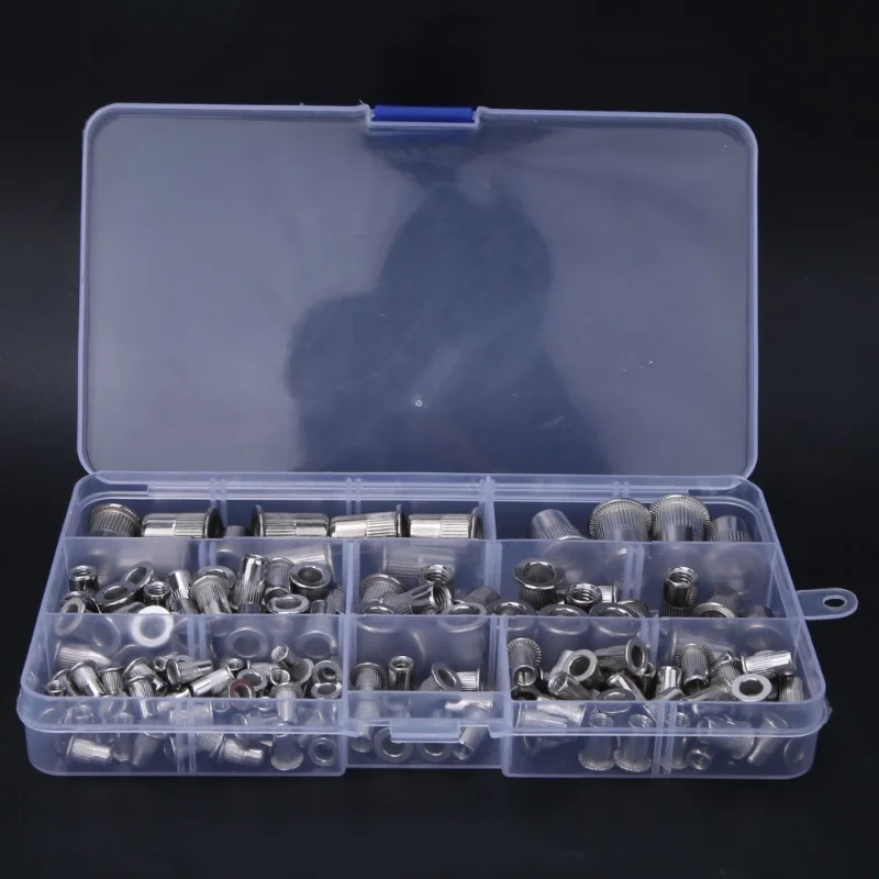 165 Pcs Rivet Nut Stainless Steel 304 M3~M10 Pull Rivet Nut Compartment Kit