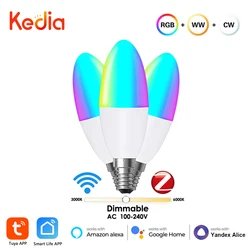 Kedia Tuya E14 Smart ZigBee WiFi Candle Light Bulb European Light Bulbs RGB LED WW Lamp Via Smart Life Alexa Google Home Alice