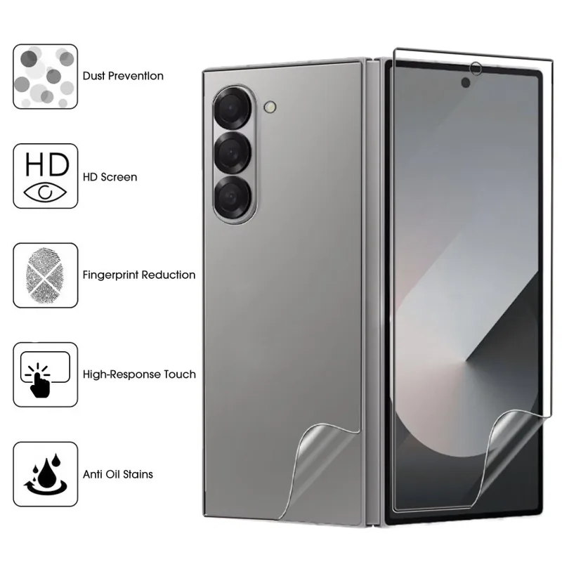 Juego de películas de hidrogel 9 en 1 para Samsung Galaxy Z Fold 7, Protector de pantalla frontal, parte trasera, película protectora suave transparente HD antiarañazos