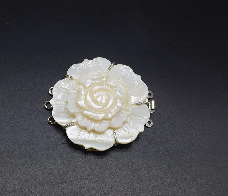 3pieces white Mother of pearl Flower clasp connecto for necklace bracelet Multi-Strand