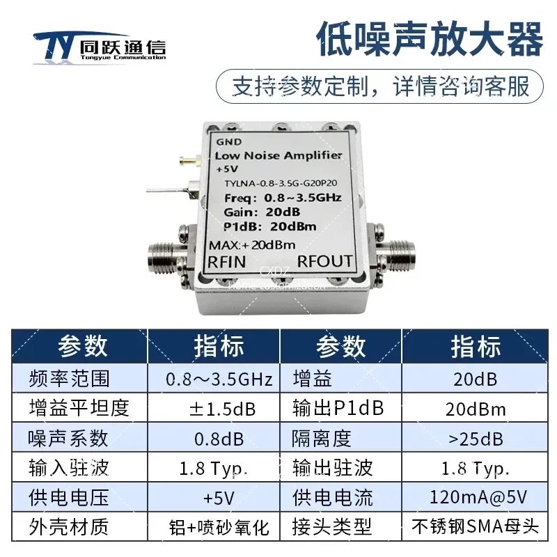 0.8-3GHz RF Low Noise Amplifier LNA 0.8dB Noise Figure
