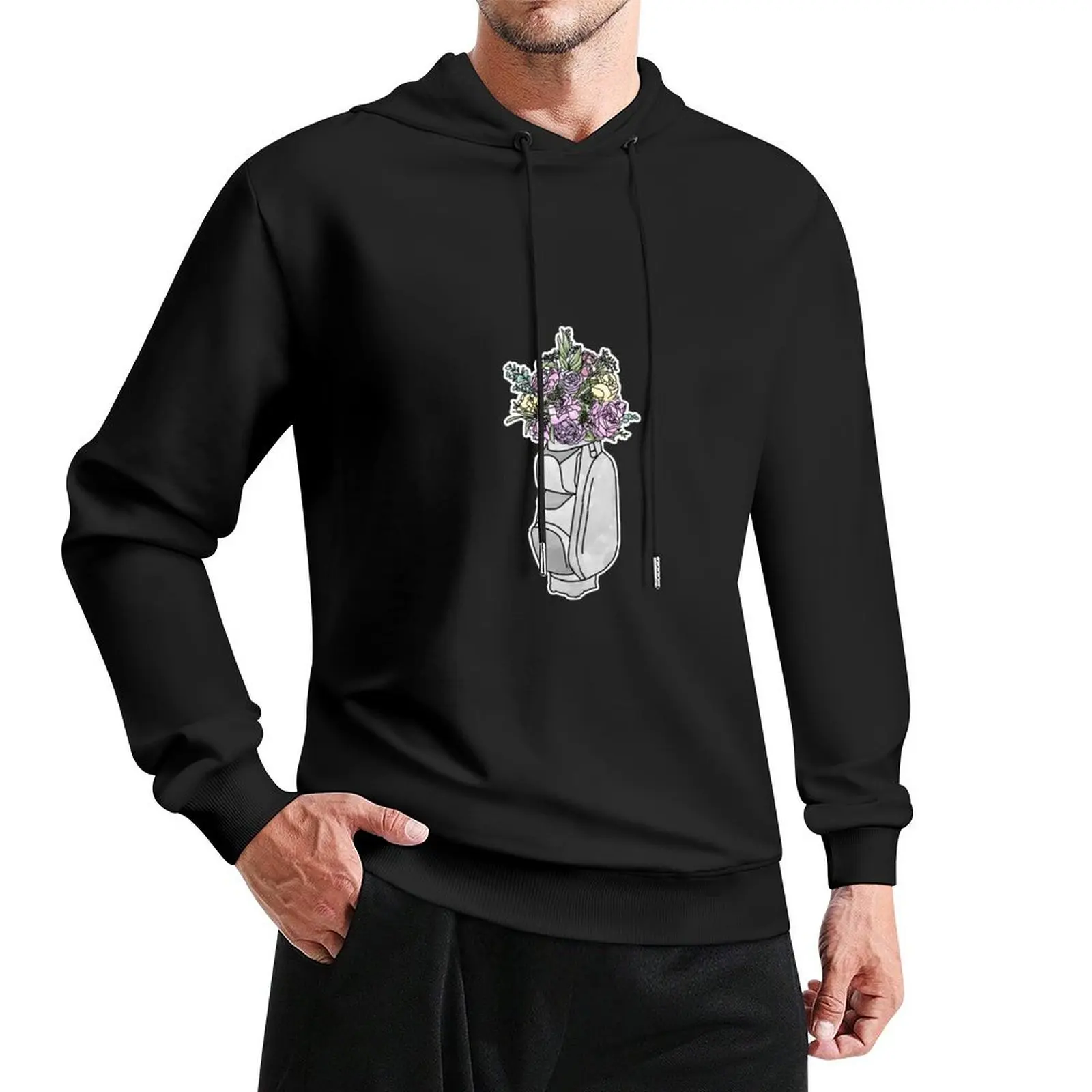 

Golf bag with flowers Pullover Hoodie mens clothes korean clothes anime clothing fashion men graphic hoodie