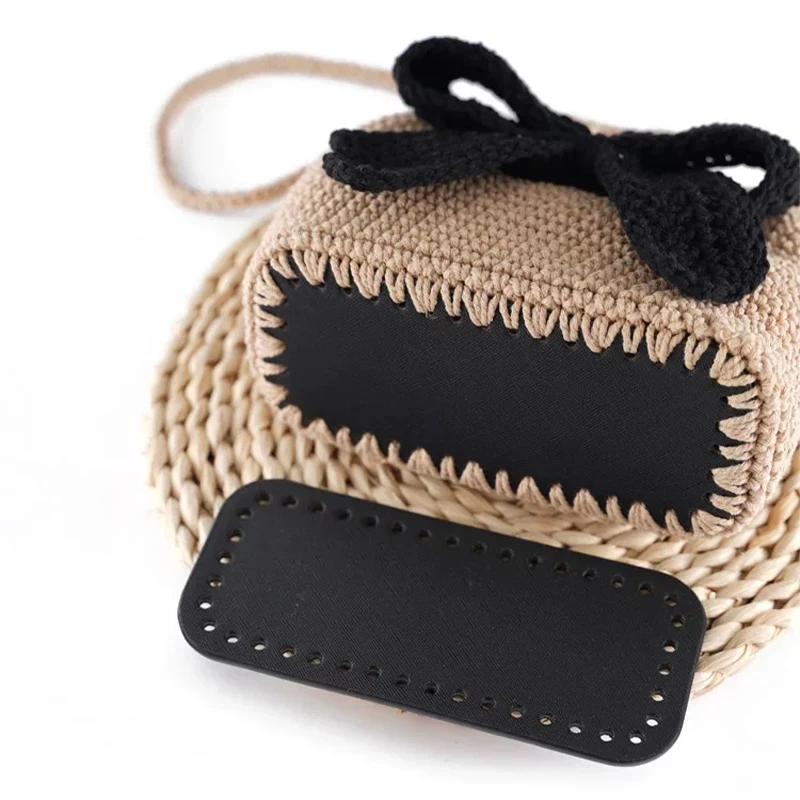 8*20cm Handmade Oval Bottom For Knitted Bag PU Leather Wear-Resistant Accessories Bottom With Holes DIY Crochet Bag Bottom