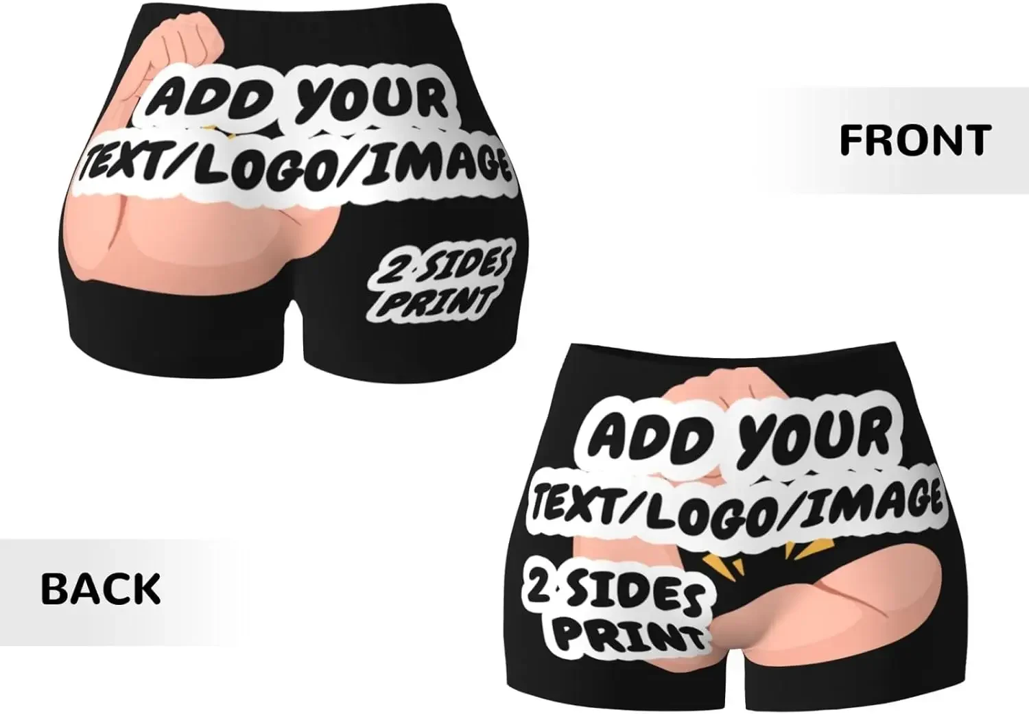 Shorts de ginástica personalizados para mulheres, 2 lados impressos, personalize seu texto, perfeito para atividades diárias