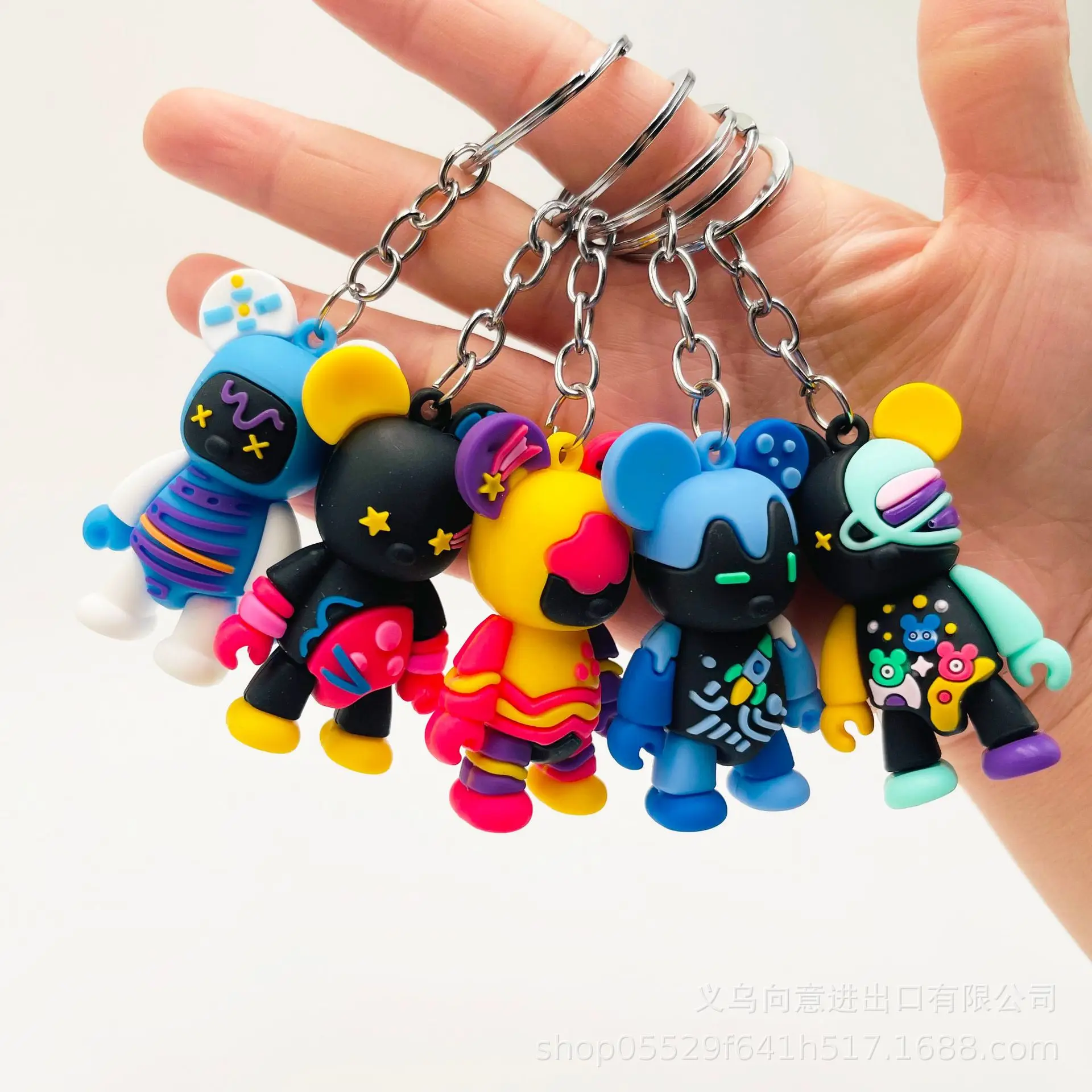 Creative cartoon space violent bear doll keychain bag pendant student gift ornaments clothing accessories