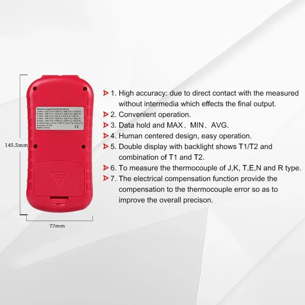 Digital Thermocouple Thermometer GM1312 Dual Channel Display Device For Precise J K T E R S N Type Temperature Monitoring