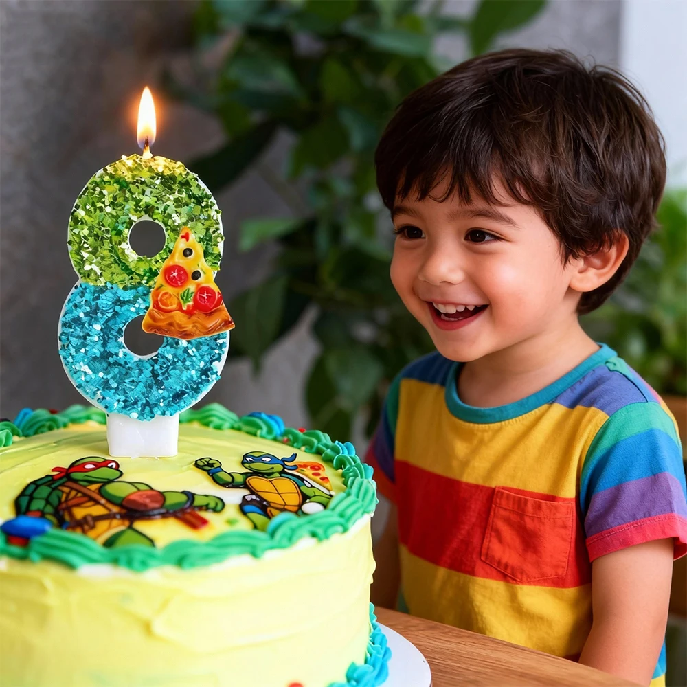 Velas Temáticas de las Tortugas Ninja TMNT con Números del 0 al 9, Velas Decorativas para Pastel de Cumpleaños Infantil, Regalos para Baby Shower