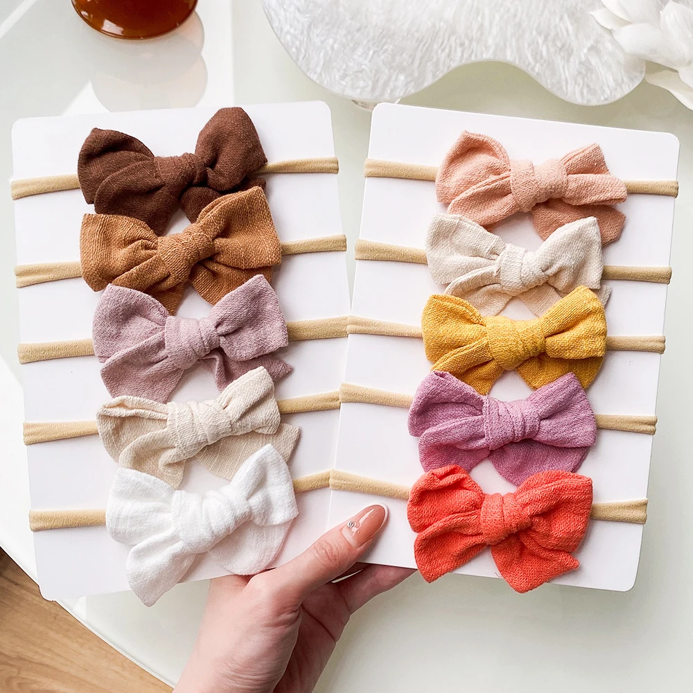 5pc Solid Cotton Baby Headband Kid Girls Nylon Elastic Hairbands Infant Nylon Headband Newborn Hair Accessories