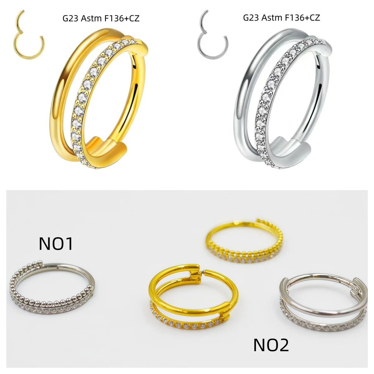 lotto-da-10-pezzi-anello-a-sfera-in-titanio-g23-con-zircone-trasparente-anello-clicker-per-naso-anello-per-setto-conchiglia-elica-trago-cartilagine-gioielli-per-piercing-del-corpo