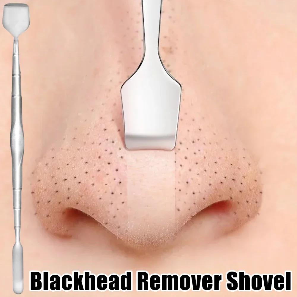 1pcs Double-ended Blackhead Remover Shovel Stainless Steel Nose Blackhead Removing Facial Acne Black Dot Pore Cleaning Skin Tool