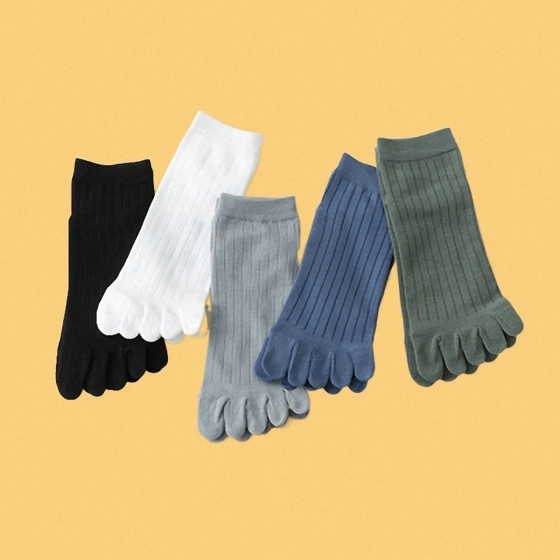 

2/5 Pairs High Quality Five-finger Socks Men's Thin Striped Short Tube Sweat-absorbent Men's Socks Short Tube Cotton Socks