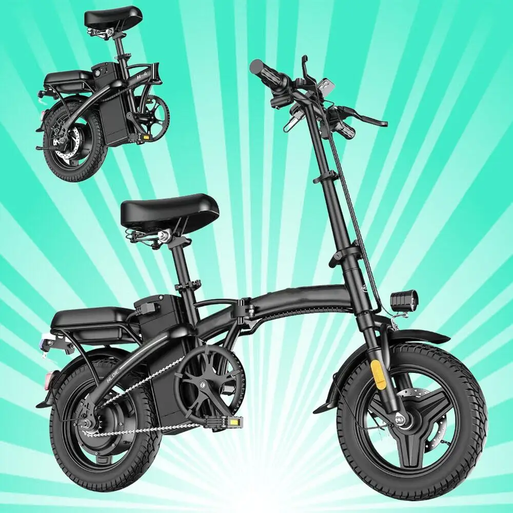 

Folding Electric Motorcycles Bike 500W Motor 14" Tire, 19MPH Speed, 30Miles Range 48V 20AH/15AH/10Ah Battery Ebike for Adults