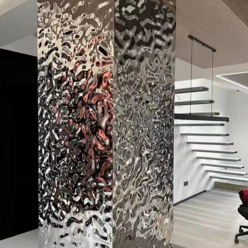 custom.High Quality Waterproof 3D Ripple Corrugated Wall Panel WPC Fluted Hotel Office Flat Apartment Staircase Decora