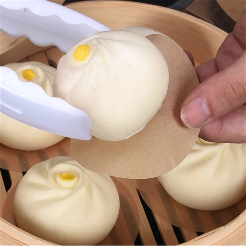 500 Pcs Natural Color Round Square Non-Stick Steamer Bottom Oil Paper Food Baking Steamed Buns Pad Papers