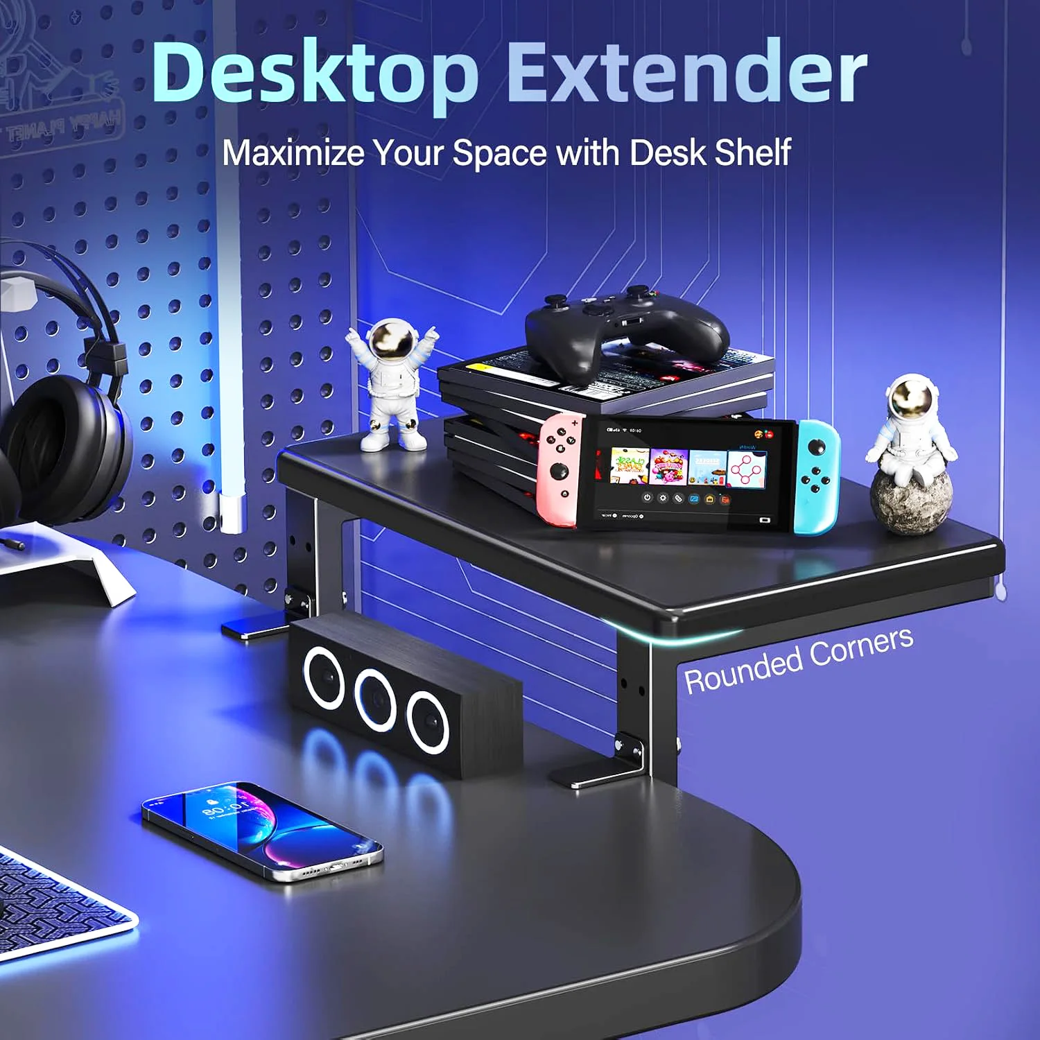 Clamp on Desk Extension Monitor Shelf Desktop Organizer Adjustable Heavy Duty Desk Shelf Organizer Laptop Riser Table Organizer