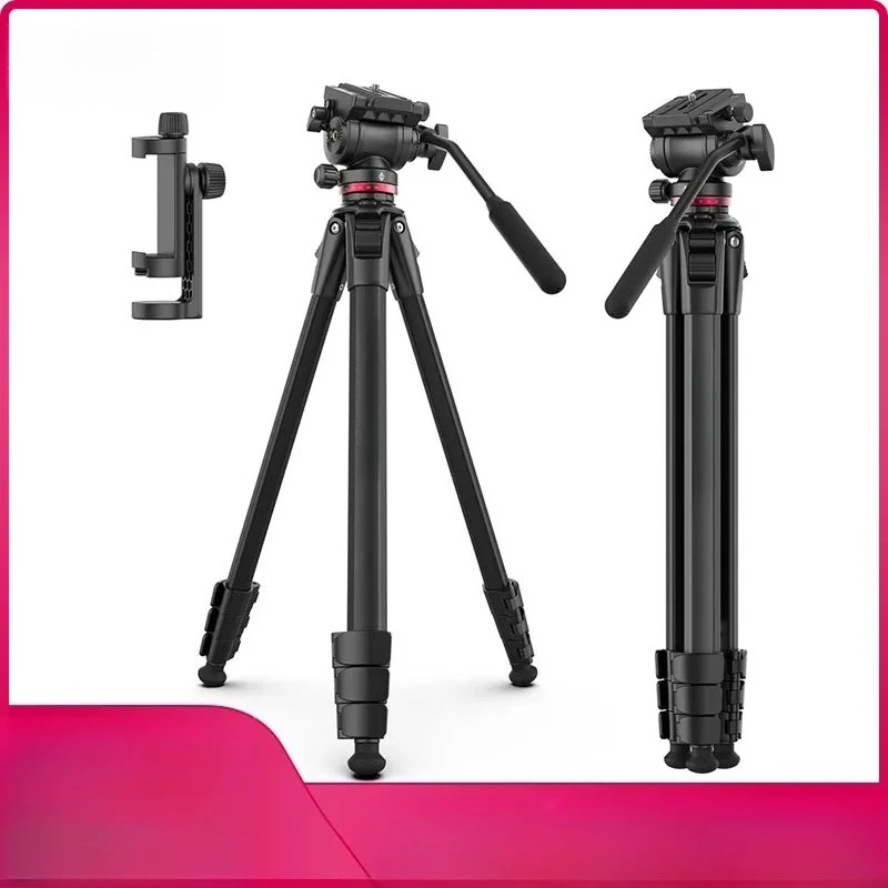 

Travel Tripod With Fluid Drag Pan Ball Head Metal Outdoor Smartphone DSLR Camera Tripod Monopod