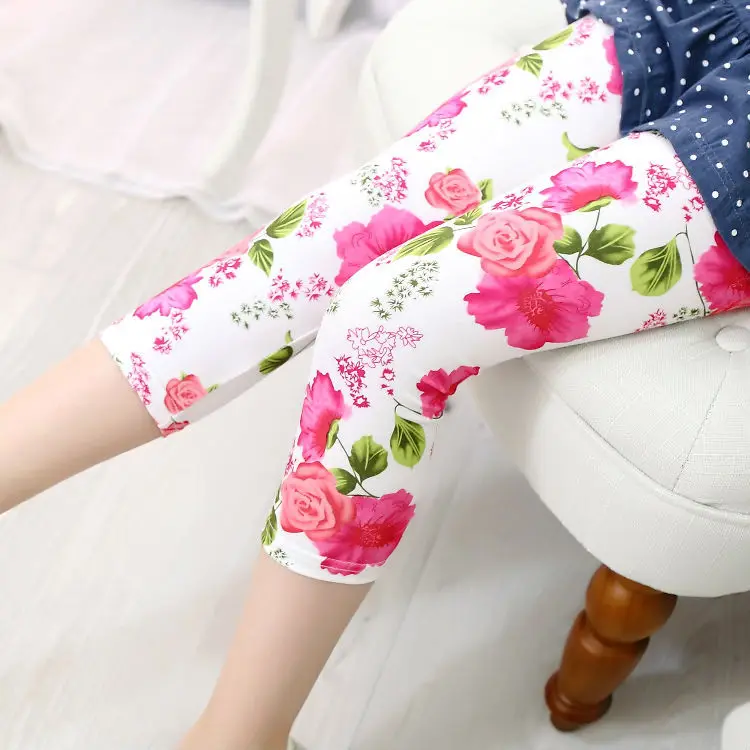 Hot & New Girls leggings summer multi-colored elastic milk silk breathable pant girls 7 point Leggings