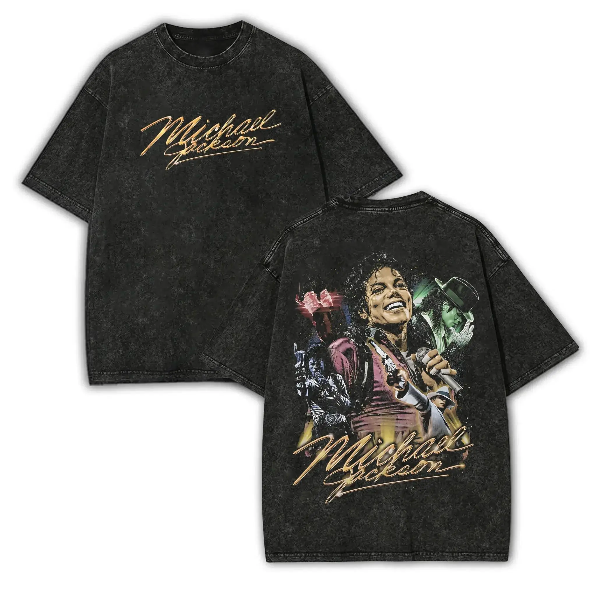 MJ Vintage Washed T Shirt 2026 New Movie Michael Jackson Graphic Print T-Shirt Y2k Vintage Rock Tops Oversized Tee Fans Gift