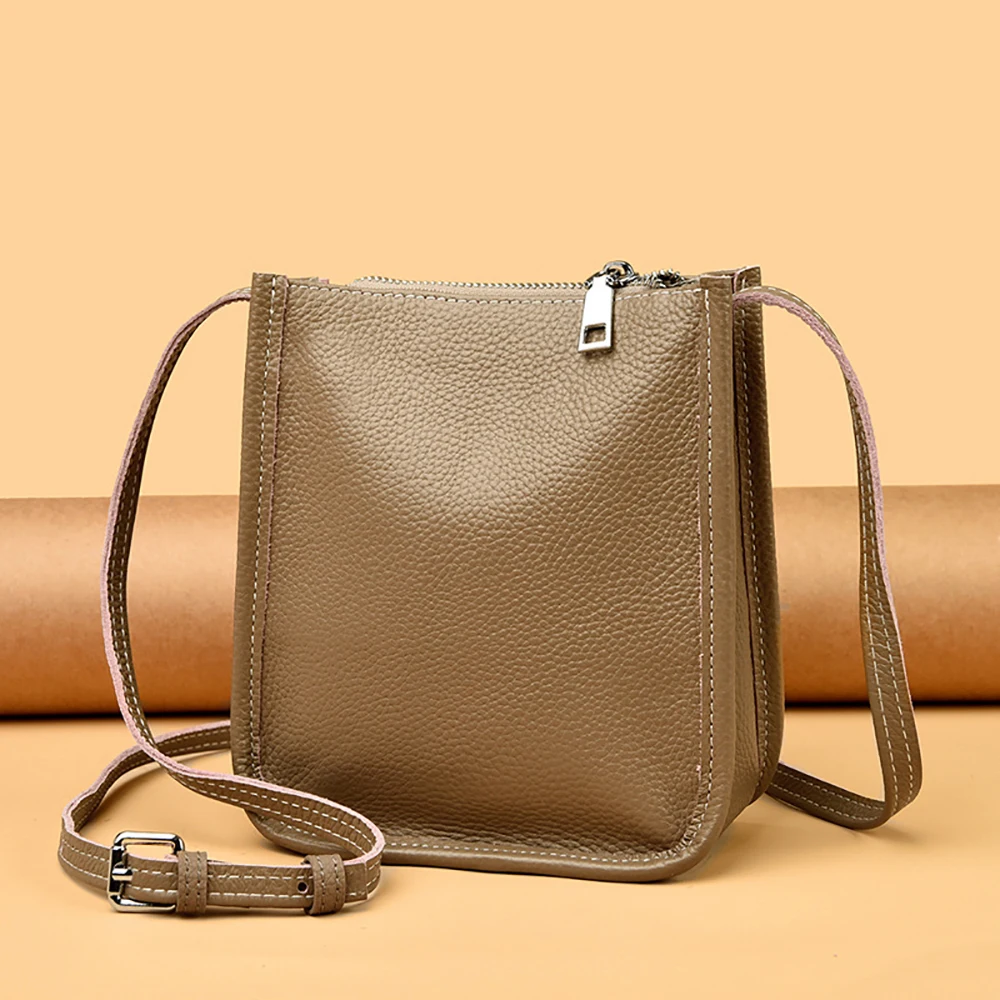 High Grade PU Leather Crossbody Bag for Women Autumn Winter Solid Color Soft Zipper One Shoulder Bags Fashion Commute Bucket Bag