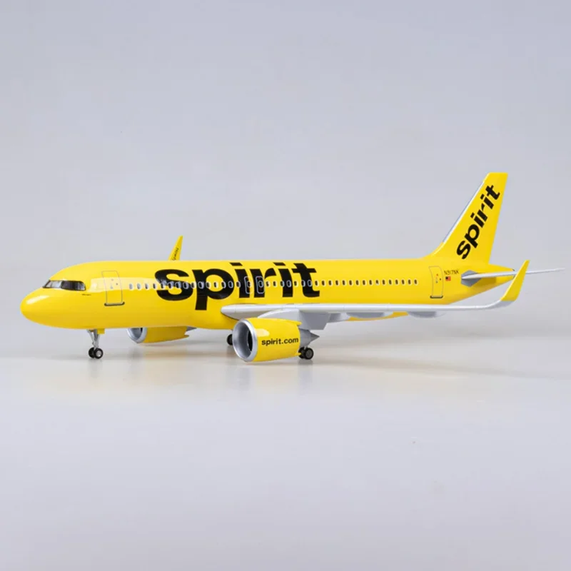 47CM 1/80 Airplane Spirit Airlines A320NEO A320 NEO Aircraft Model Toy Light & Wheel Landing Gear Diecast Resin Plane Model