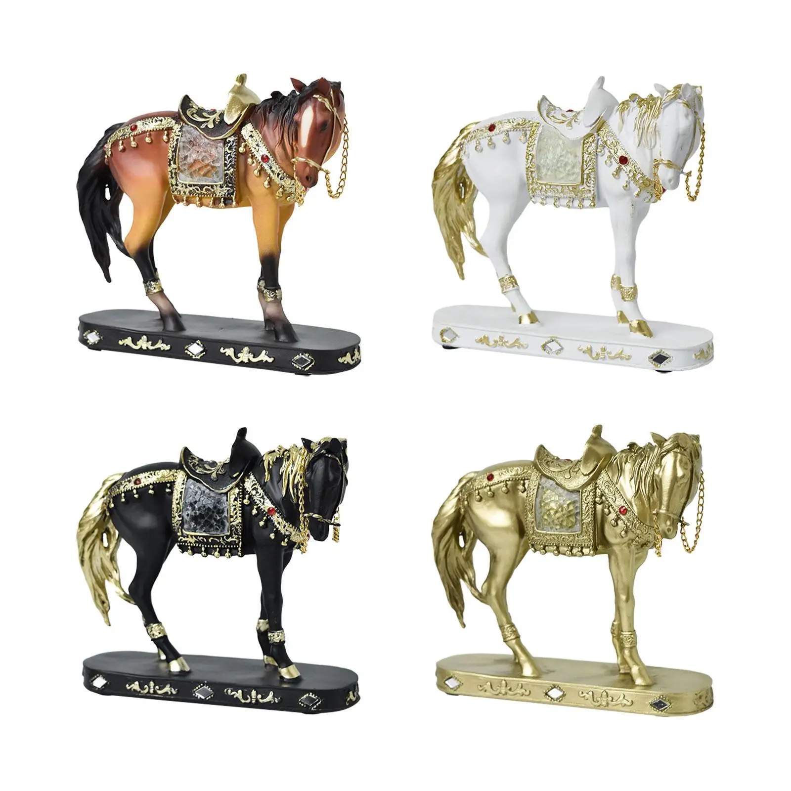 Horse Statue Collectible Decorative Gift Table Centerpiece Resin Sculpture for Cabinet Office Living Room Home Decor Bookcase