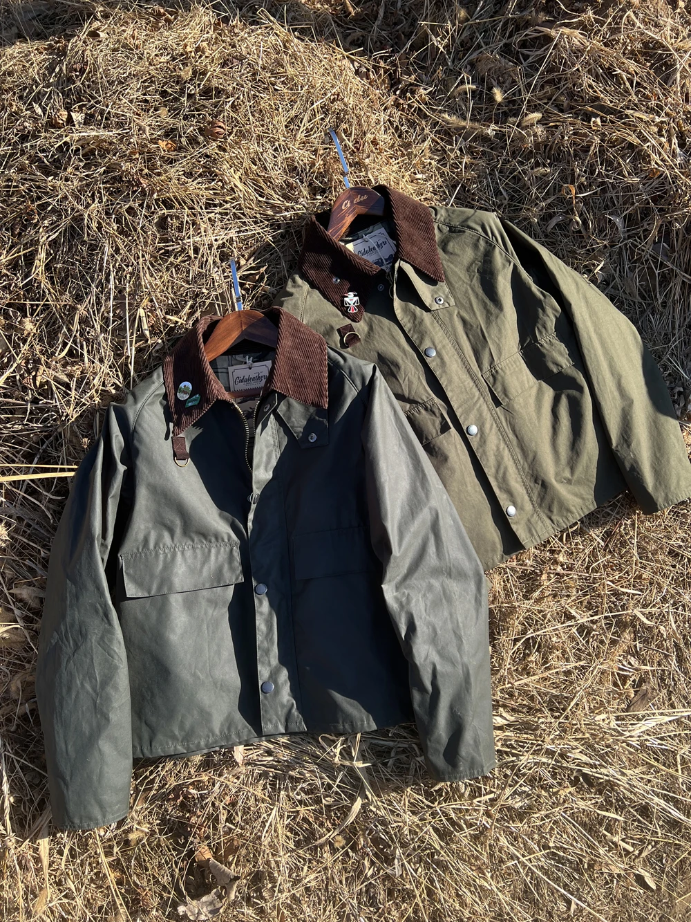 جاكيت قماش شمعي زيتي براندو مع طية صدر ، صورة ظلية قصيرة ، جاكيت نحيف كلاسيكي سفاري ، قصير #6