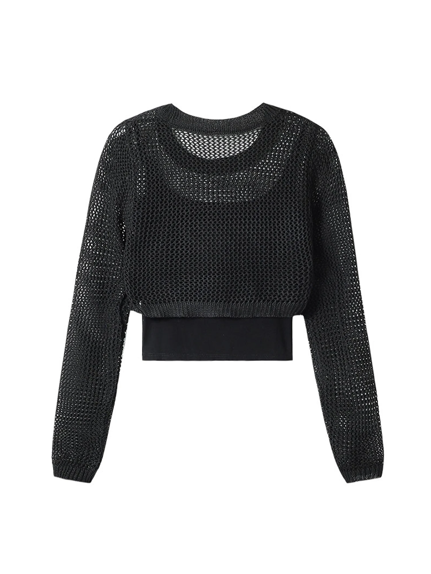 

Женская черная готическая футболка, комплект из 2 предметов, винтажный укороченный топ без рукавов с длинным трикотажем, винтажный халат Y2k 2000-х годов, эмо-наряды 2025