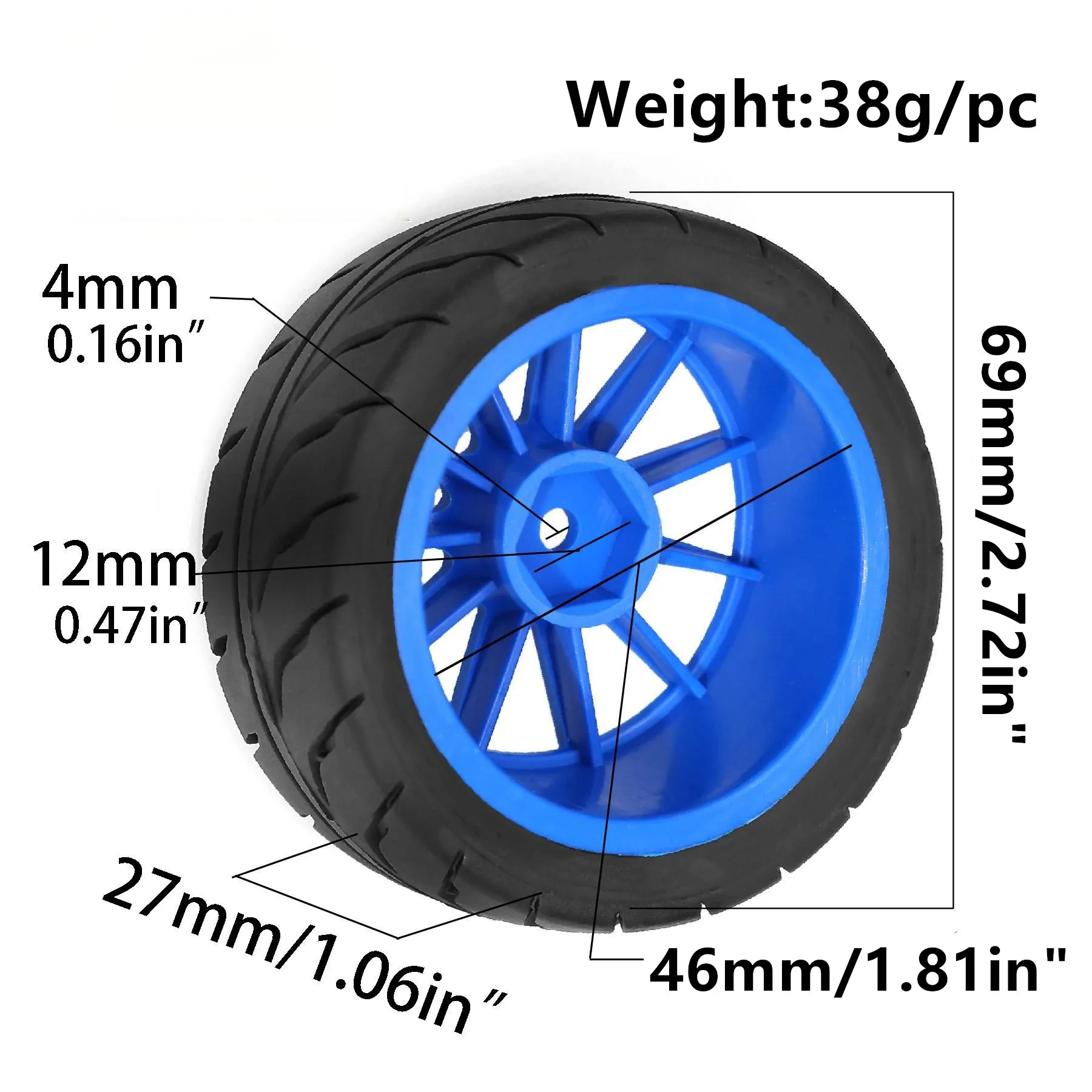 1/10 RC On Road Racing Tires And Wheels 12mm Hex Rally Street Tyres For 1:10 Scale Touring Drift Car Tamiya TT01 TT02 XV01 TA06 - view 5