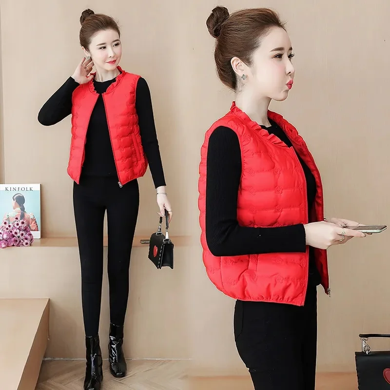 2024 New Women Sleeveless Puffer Vest Women's Ultra Light Down Vest Women Waistcoat Portable Warm Sleeveless Winter Liner