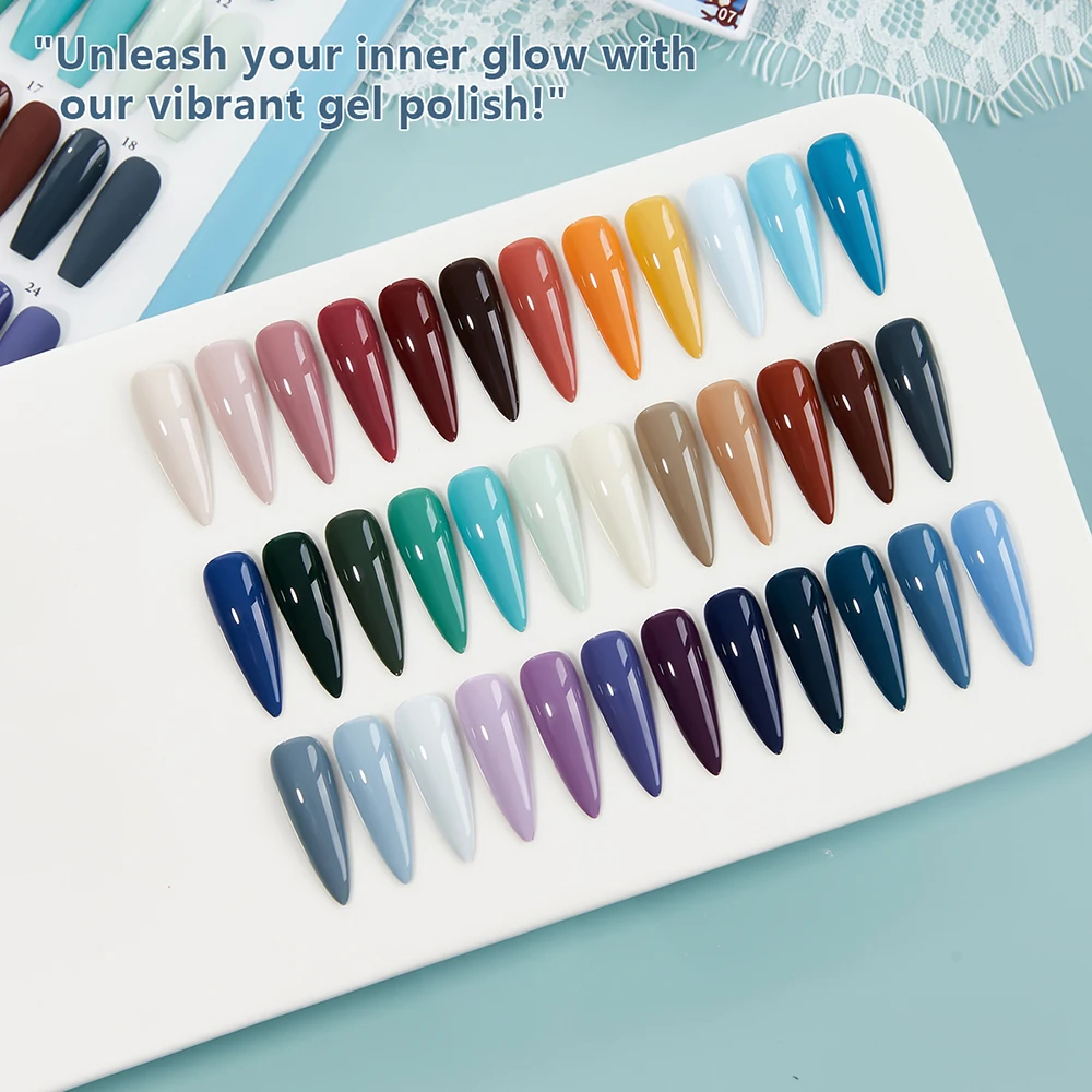 Vendeeni 36 Kolorów/zestaw Niebieski Czarny Jadeitowy Zimowy Wysokiej Pigmentacji Czysty Kolorowy Żelowy Lakier do Paznokci z Kolorowym Kartą TPO/HEMA FREE