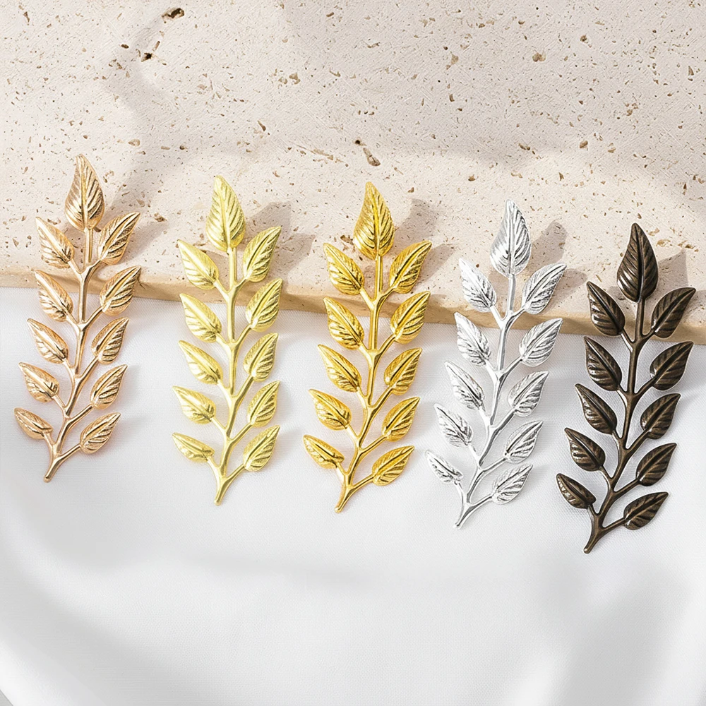 

20Pcs/Lot Copper Leaves Charms Vintage Metal Leaf Hair Accessories Parts For DIY Women Girls Headband Hair Clip Hairpin Making