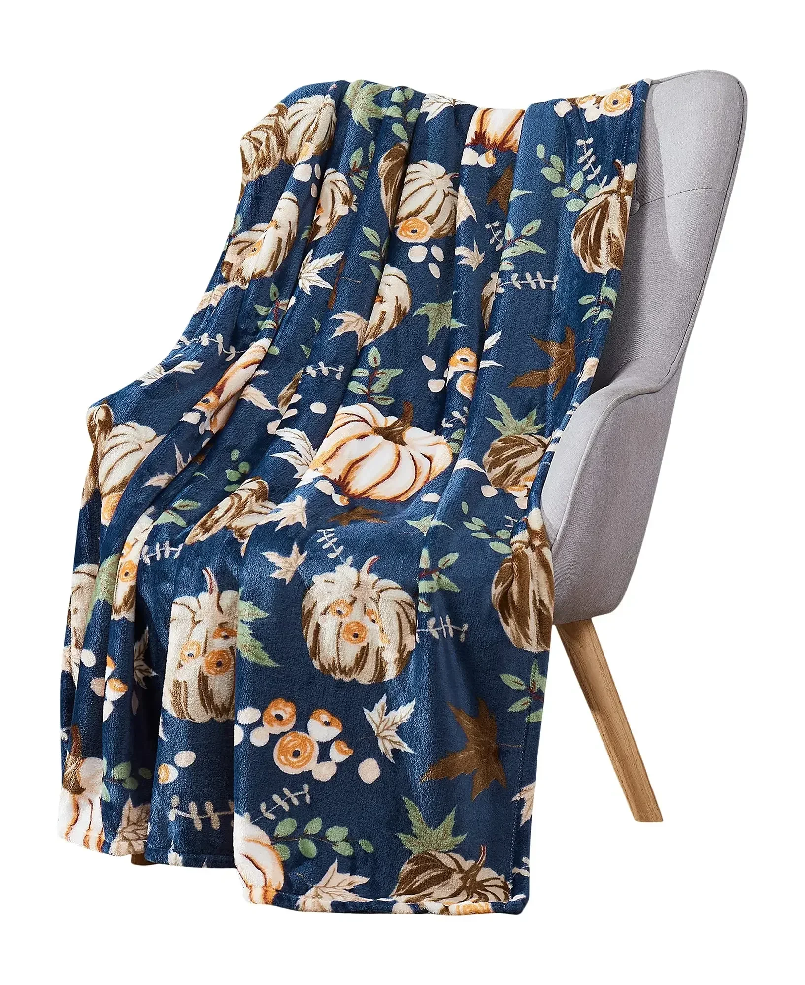 Halloween Throw Blanket for Couch Bed Halloween Fall Thanksgiving Gift Blanket Pumpkin and Ghost Print Blankets Sofa Blankets
