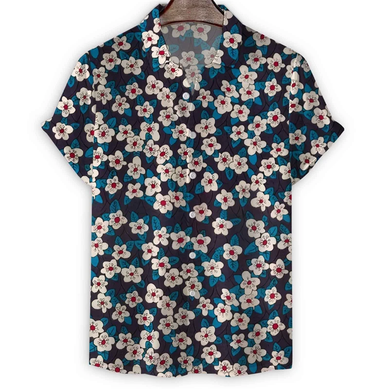 New Fashion Flower 3d Pirnt Shirts For Women Summer Daily Casual Men's Short-sleeved T-shirt Men Clothing Lapel Oversized Tops