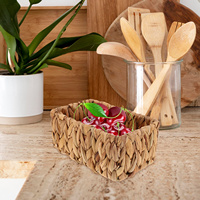 Woven Seagrass Storage Basket Handcrafted Natural Bin for Toiletries Office Supplies Fruit Snacks Shelf Organization Home Decor