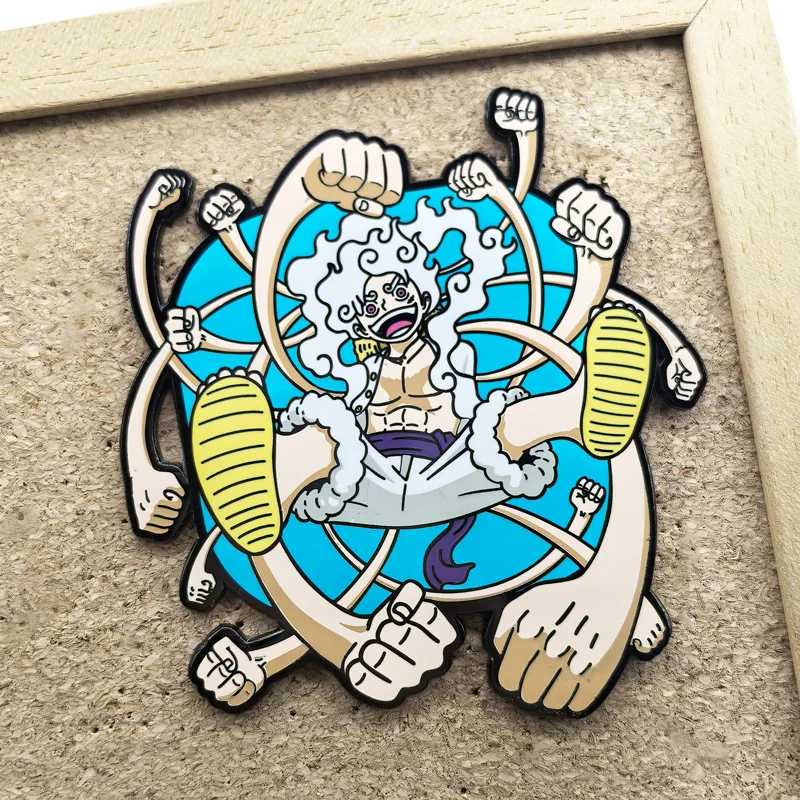 ONE PIECE металлические эмалированные булавки Luffy Gear5 сумка брошь мультфильм аниме значки джинсовая булавка на лацкан ювелирное украшение подарок для фанатов друзей