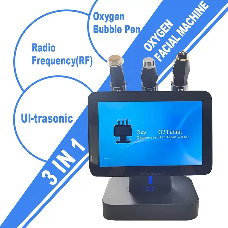 Professioneel 3-in-1 gezichtsverzorgingsapparaat Schoonheid Gezichtsmachine Huidverjonging Gezicht Spa Bubble Handvat RF Ultrasoon handvat