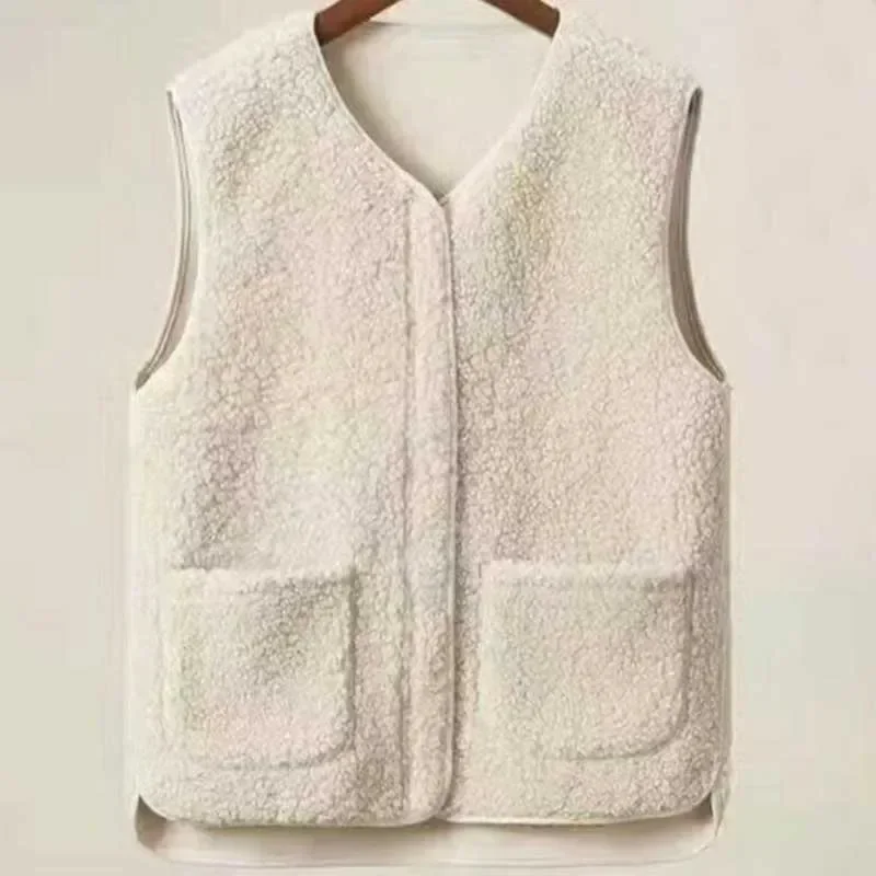 Gilet in pelliccia di agnello da donna gilet in pelo di agnello giacca senza maniche alla moda per donna capispalla autunno inverno termico caldo