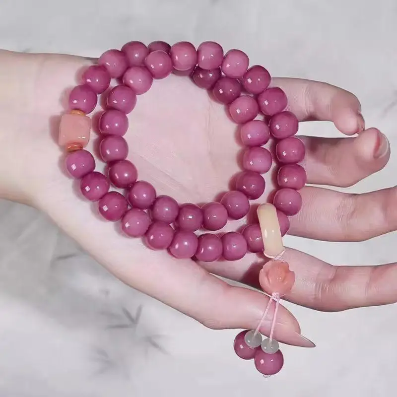 Chinese Style Purple Bodhi Double Circle Women's Handheld Bracelet Beads Cultural Play Bracelet Handmade Craft