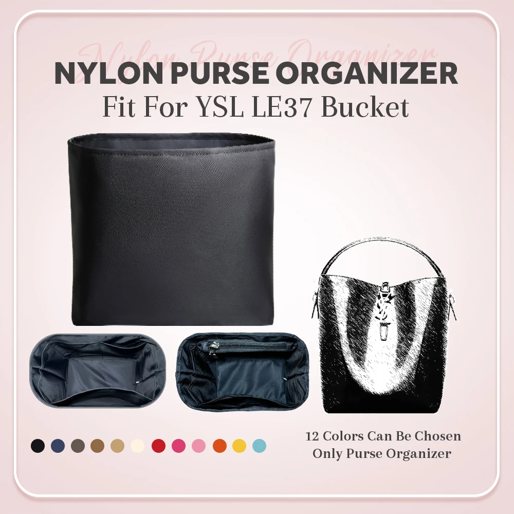 

Nylon Purse Organizer Insert, Mini Inside Tall Bag Organizer Insert Fit for YSL LE37 Bucket Bag Inner Liner Bag Organizer Insert