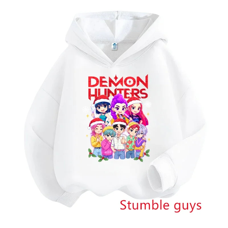 เสื้อสเวตเชิ้ตเด็กผู้หญิงลาย Kpop Demon Hunters สำหรับเด็กอายุ 3-12 ปี ฤดูใบไม้ร่วง ฤดูหนาว คริสต์มาส อุ่น นุ่ม พิมพ์ลายกวาง สวมใส่สบาย ​