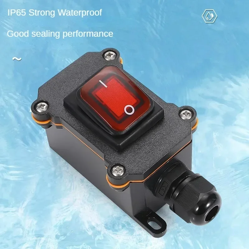 Inline Power Cord 110V-220V 12V-24V Marine Rocker Switch On Off Waterproof IP67 Junction Box 20A High Current Connetor Outdoor