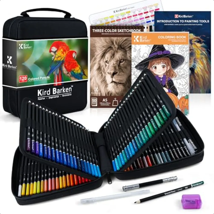 

147 PCS Colored Pencils for Adult Coloring Books 120 Colored Pencils 3Color Sketchbook Coloring Book Tools Soft Core Oil Based