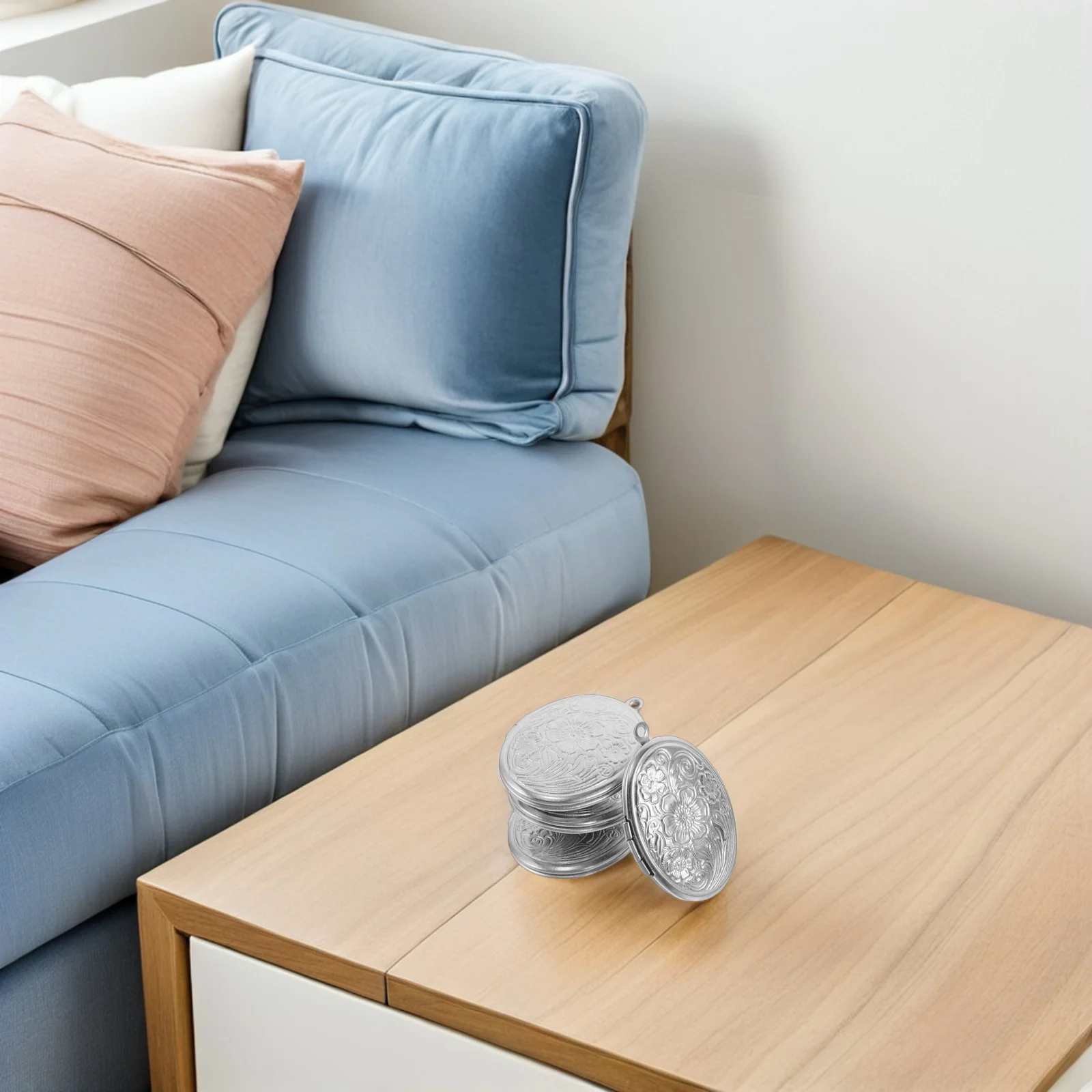 

5pcs Stainless Steel Oval Photo Locket Pendant Vintage Engraved Diy Necklace Accessories Memorial Picture Frame Charm Durable