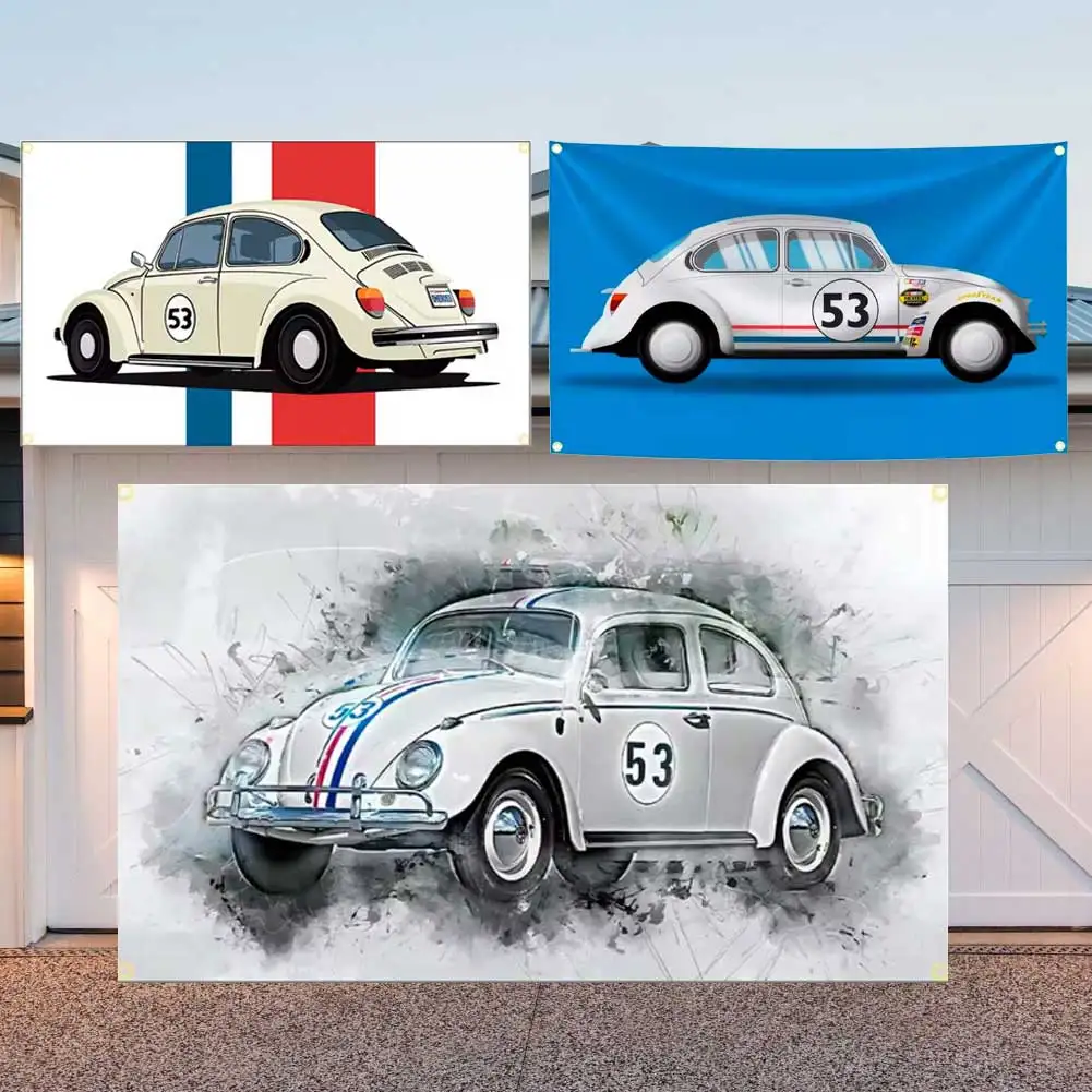 Herbie Beetle 53 Car Flag Banner Tapestry Banner Racing Car Garage Or Outdoor Decoration For Auto Enthusiasts