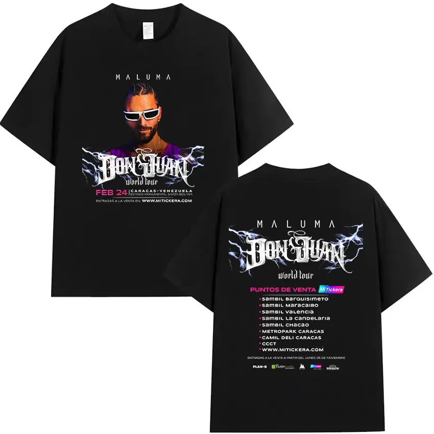 Rapper Maluma Don Juan World Tour 2024 T Shirts Men's Hip Hop Oversized Cotton T-shirt Retro Fashion Fans Gift Tshirt Streetwear