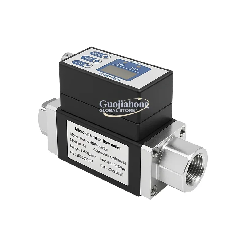 Honno HNF80-A Portable Digital Mass Flowmeter Sensor LCD Display Thermal Type 5-500L/Min Plastic Customized OEM Support  Air