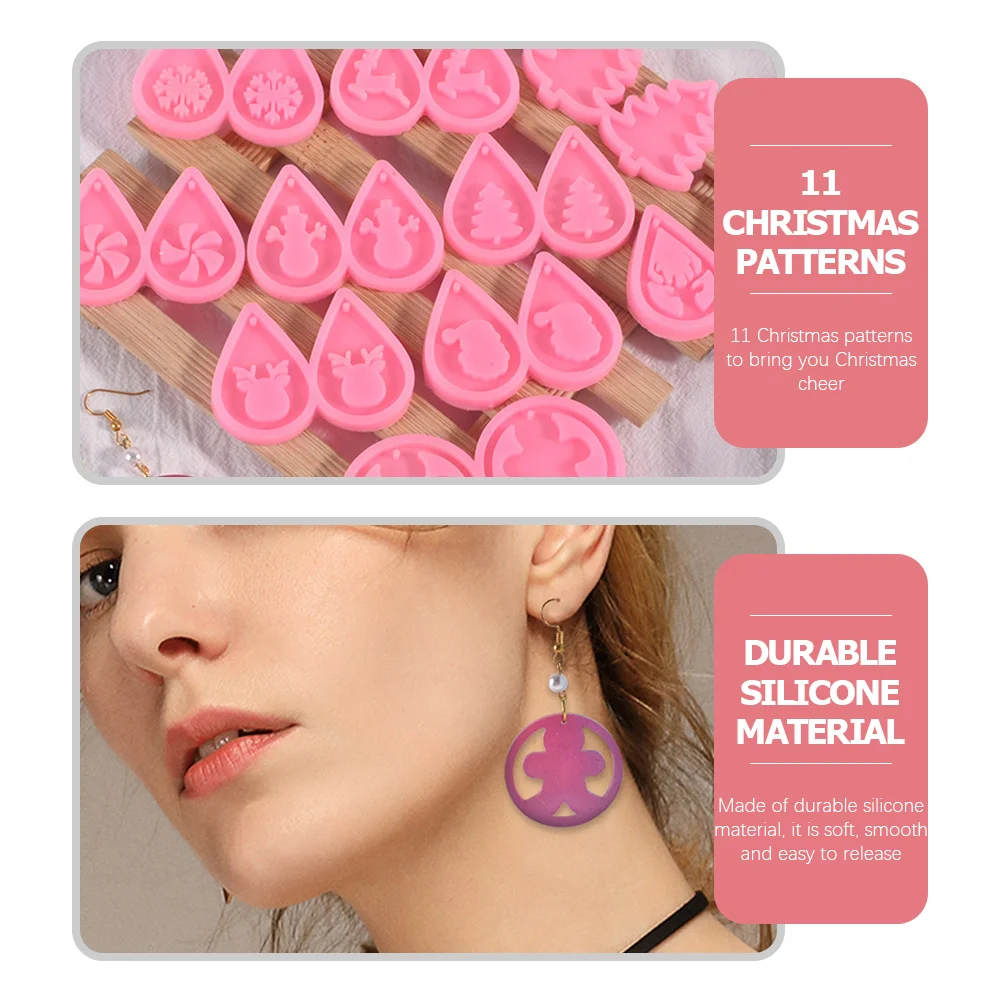 

11Pcs Christmas Earring Molds Premium Silicone Resin Casting DIY Jewelry Making Supplies Christmas Earring Molds