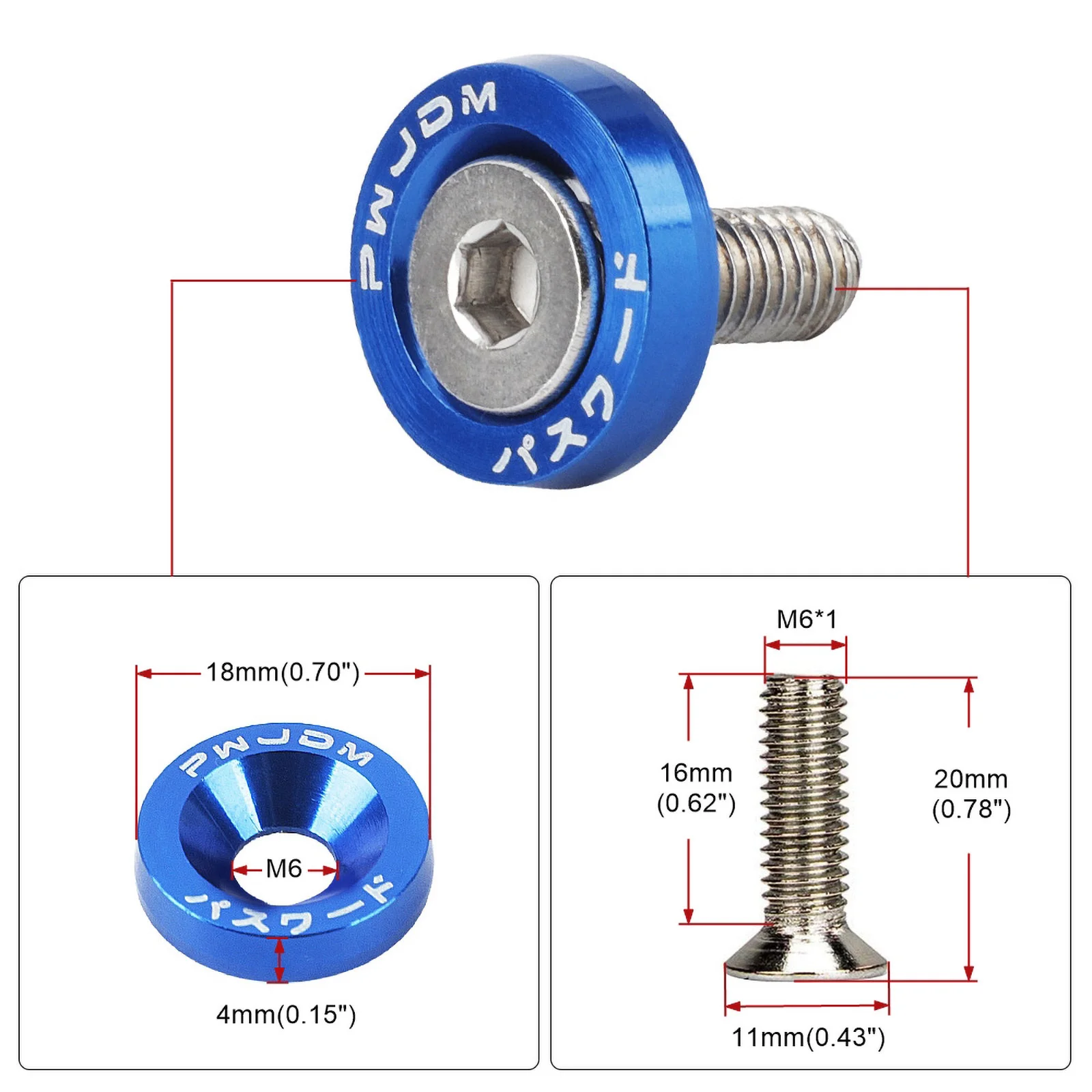 10PCS Fasteners Fender Washer Bumper Engine Concave Car License Plate M6 Screws for Honda Toyota BMW Universal Car Styling view 3