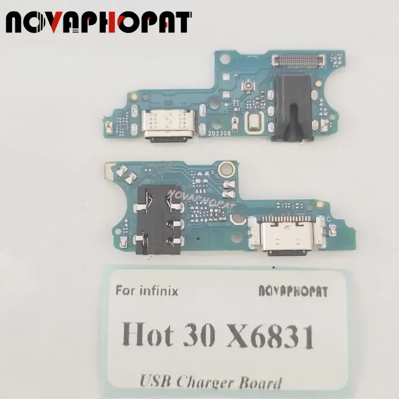 

Novaphopat For infinix Hot 30 X6831 USB Dock Charger Port Plug Headphone Audio Jack Microphone MIC Flex Cable Charging Board