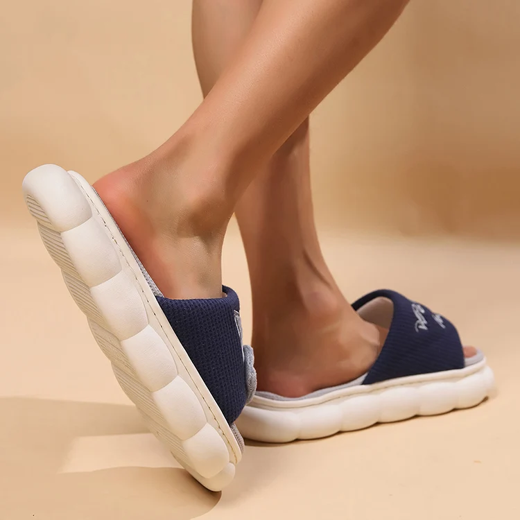 Leinen Casual Hausschuhe Frauen Haus Plattform Niedlichen Cartoon Katze Designer Schuhe Mädchen Flache Mode Elegante Schuhe Indoor Große Größe – Detail 19